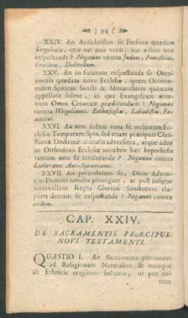 Cap. XXIV. De Sacramentis Praecipue Novi Testamenti.