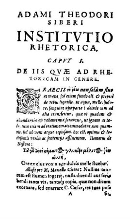 Adami Theodori Siberi. Institvtio Rhetorica