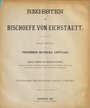 Regesten der Bischöfe von Eichstätt, 3,2. Gebhard, der letzte Graf von Hirschberg, 1275 - 1305; Bischof Johann I. von Dirbheim, 1305 - 1306