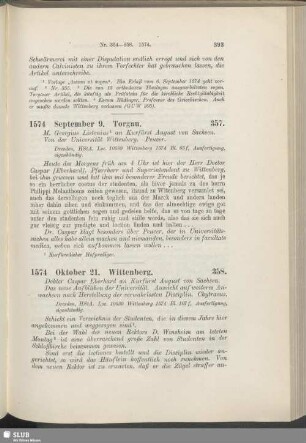 358. 1574, Oktober 21. Wittenberg