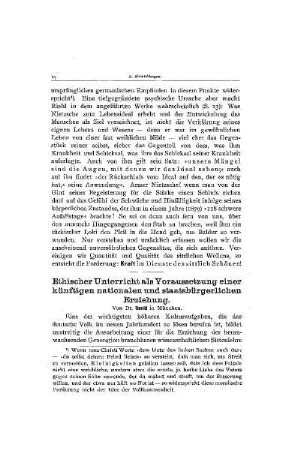Ethischer Unterricht als Vorraussetzung einer künftigen nationalen und staatsbürgerlichen Erziehung