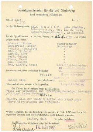 Balzer, Ella, geb. Fiedler