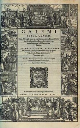 Galeni Omnia Qvae Extant Opera : Quorum alia nunc primum sunt inuenta: alia vel denuo fidelius tranlata, uel innumeris pene locis ad veterum graecorum exemplarium veritatem castigata, 6. Galeni Sexta Classis Eam chirurgie partem amplectitur, que ad cucurbitulas scarificationes, hirudines, deriuationem, reuulsionem, ac phlebotomiam spectat
