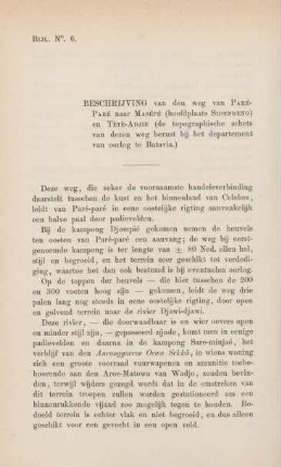 Bijl. No. 6. Beschrijving van den weg van Paré-Paré naar Masépé ...