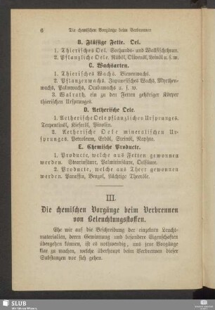 III. Die chemischen Vorgänge beim Verbrennen von Beleuchtungsstoffen