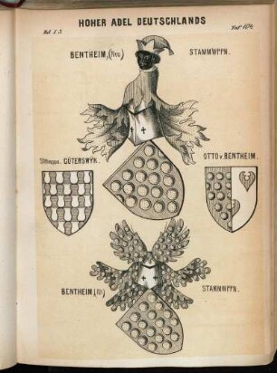 Taf. 104. Bentheim, (Neu) Stammwppn. - Stmwppn. Güterswÿk. - Otto v. Bentheim. - Bentheim, (Alt) Stammwppn.