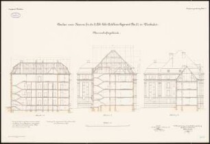 Artilleriekaserne II/27, Wiesbaden: Mannschaftsgebäude: Querschnitte 1:100