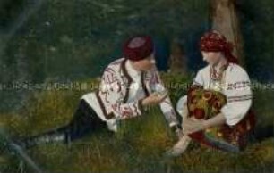 Junges Paar in ukrainischer Volkstracht