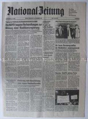 Tageszeitung der NDPD "National-Zeitung" zur möglichen Regierungsbeteiligung der NDPD an einer Koalitionsregierung