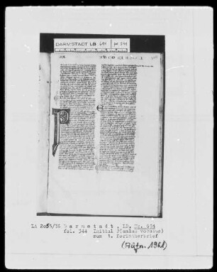 Biblia sacra mit einem altlateinischen Judith-Text — Initiale P(aulus vocatus), Folio 344recto