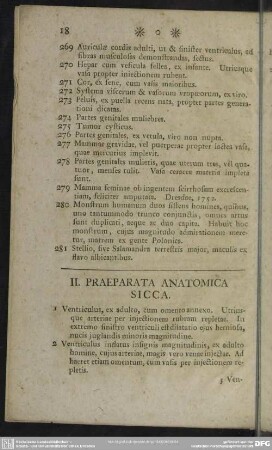 II. Praeparata Anatomica Sicca