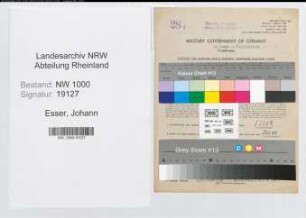 Entnazifizierung Johann Esser, geb. 29.10.1899 (Kaufm.Angest.)