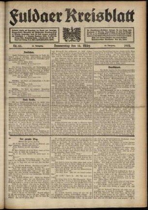 Ausgabe vom Donnerstag, den 14. März 1912.
