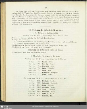 VI. Ordung der Schulfeierlichkeiten