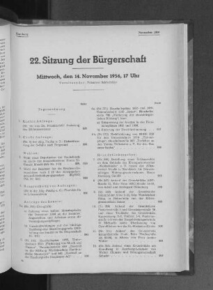 22. Sitzung der Bürgerschaft