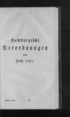 Hamburgische Verordnungen vom Jahr 1781.
