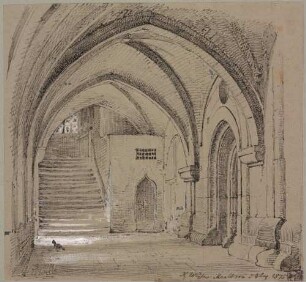 Maulbronn Gotische Vorhalle mit Dormenttreppe im nördlichen Querraum der Klosterkirche