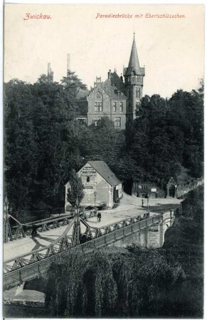 Zwickau. Paradiesbrücke mit Ebertschlößchen