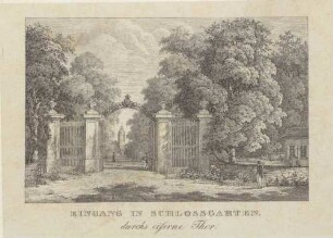 Eingang in Schlossgarten durchs eiserne Tor