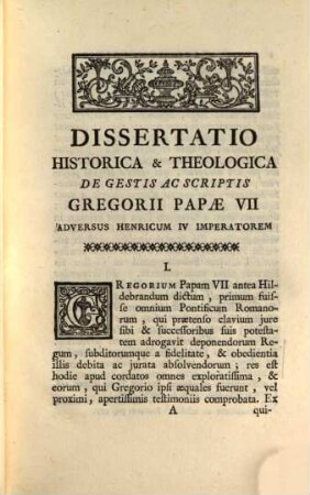 Ant. Pereirae Dissertatio historica et theologica de Gestis ac Scriptis Gregorii Papae VII. adversiis Henricum IV. Imperatorem