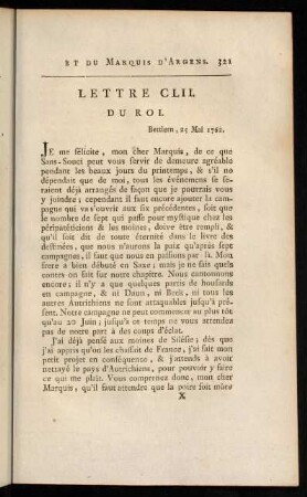 321-340, Lettre CLII. du Roi.-Lettre CLXII. du Roi.