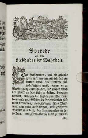 Vorrede an die Liebhaber der Wahrheit.