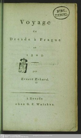 Voyage de Dresde à Prague en 1808