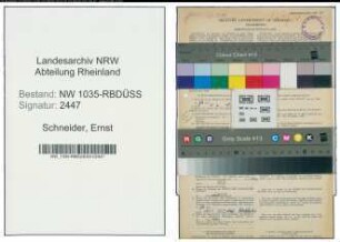 Entnazifizierung Ernst Schneider , geb. 21.06.1903 (Grubensteiger)