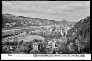 Sächsische Schweiz, Blick auf Bad Schandau an der Elbe mit Lilienstein