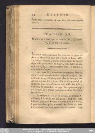 Chapitre XII. De l'état de l'Amérique au moment de la découverte, & de son état actuel.