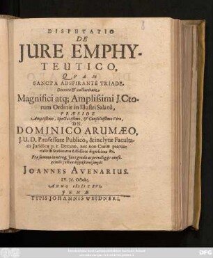 Disputatio De Iure Emphyteutico