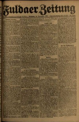 Erste Ausgabe vom Mittwoch, den 24. Dezember 1919.