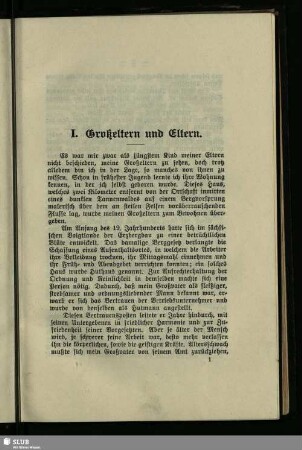 I. Großeltern und Eltern