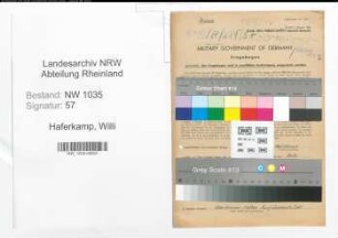 Entnazifizierung Willi Haferkamp , geb. 24.09.1911 (Arbeiter)