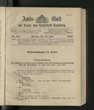 No. 136, 27. Juni 1920