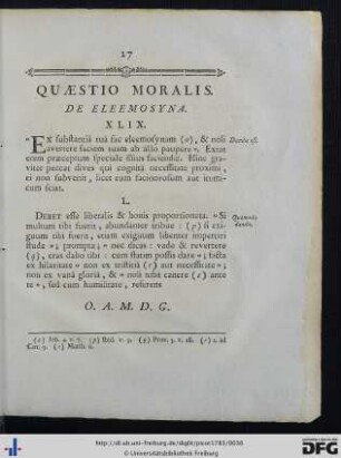 Quaestio Moralis. De Eleemosyna.