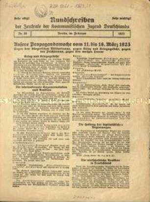 Runschreiben der Kommunistischen Jugend. 1923