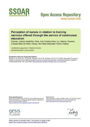 Perception of nurses in relation to training services offered through the service of continuous education