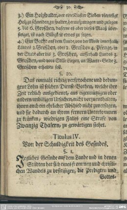 Titulus IV. Von der Schuldigkeit des Gesindes