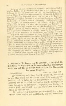 7. Allgemeine Verfügung vom 17. Juli 1884