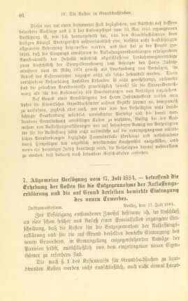 7. Allgemeine Verfügung vom 17. Juli 1884