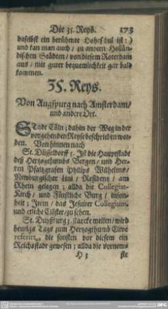 35. Reys. Von Augspurg nach Amsterdam, und andere Ort