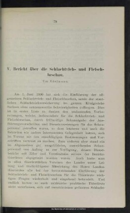 V. Bericht über die Schlachtvieh- und Fleischbeschau