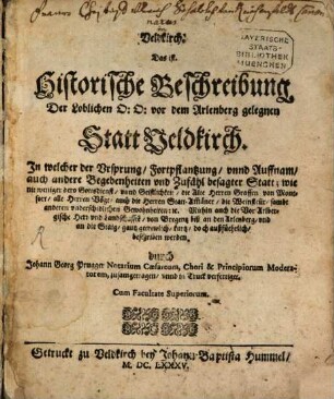 Historische Beschreibung der Statt Veldkirch