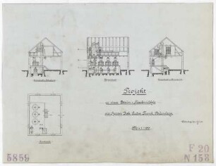Technische Zeichnung : Projekt zu einer Stein-Flachmühle für Herrn Joh. Ludwig Funk, Nürnberg