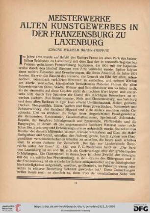 Meisterwerke alten Kunstgewerbes in der Franzensburg zu Laxenburg