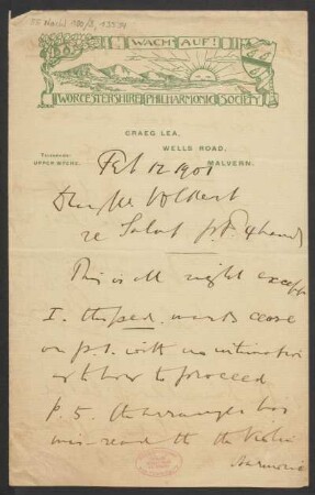 Brief an Charles G... Volkert und Schott & Co.  : 12.02.1901