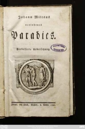 Johann Miltons verlohrnes Paradies