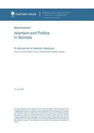 Islamism and Politics in Somalia