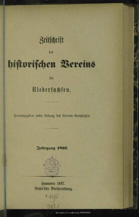 [52.]1887: Zeitschrift des Historischen Vereins für Niedersachsen